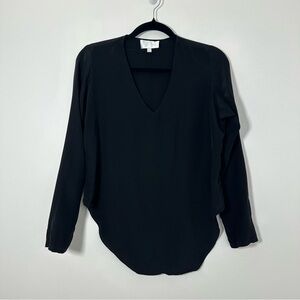 Alexis Women’s 100% Silk Black Long Sleeve Half Back Blouse Size XS
